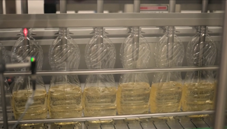 Bottling Line of Sunflower Oil in Bottles